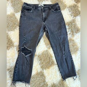Abercrombie & Fitch the skinny high rise Jeans black distressed 14 short curve
